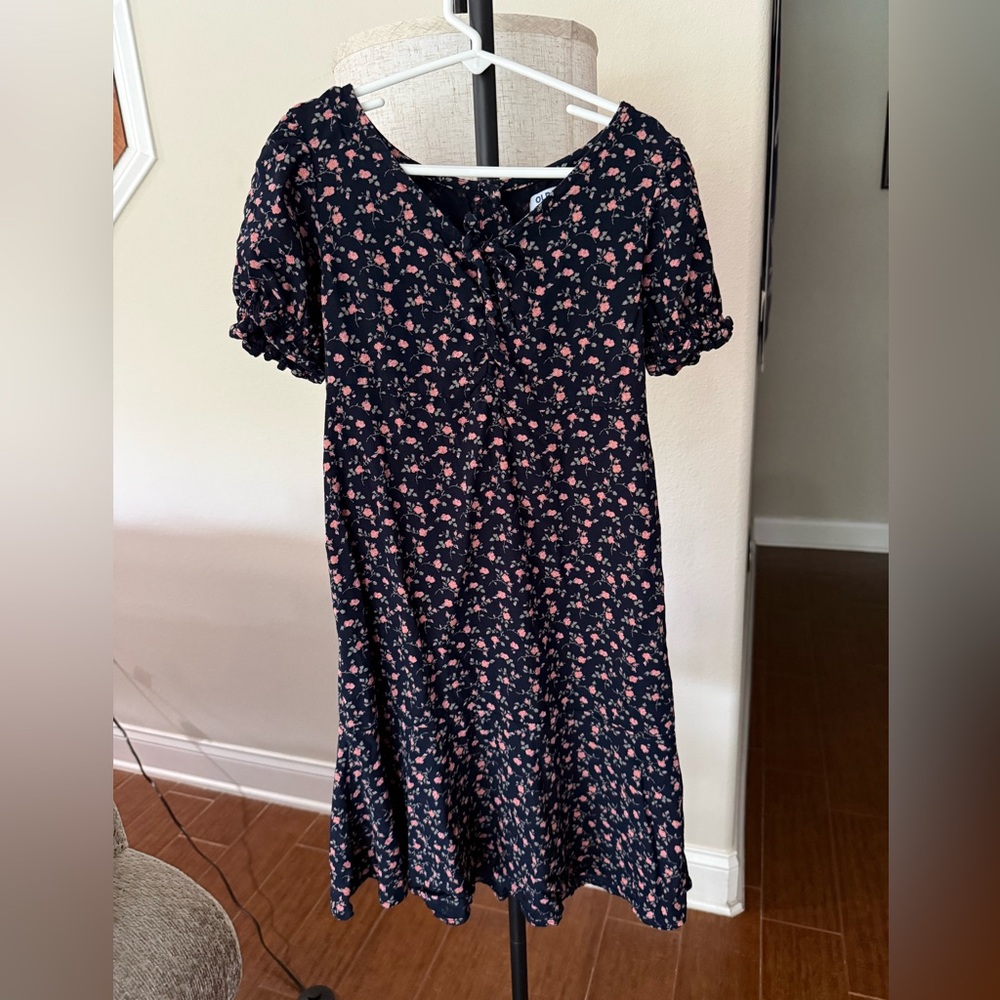 Old Navy Navy Dress with Pink Floral Print - Picture 2 of 7